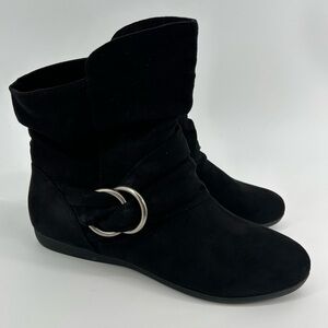 Kohls So Ankle Boots Mid-Calf silver accents Slouchy Flat Heel Women's Size 7